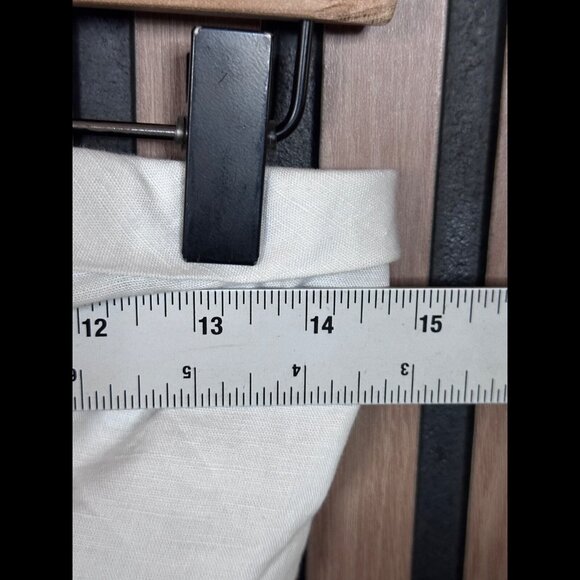 Maeve Crop Top XS Womens White Beige Smocked Back Linen Cotton Strapless - Picture 3 of 5